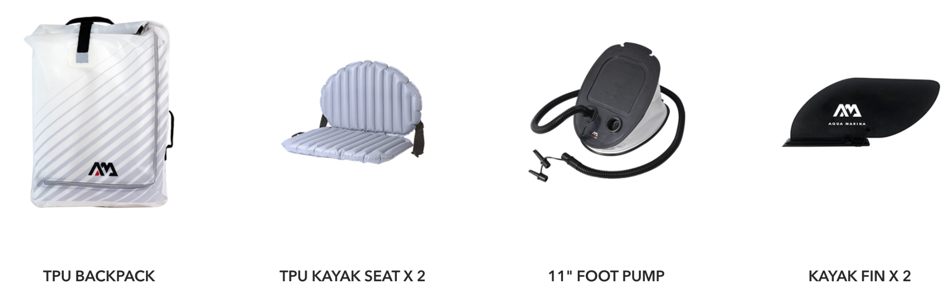 Aqua Marina Halve 398 Ultralight One or Two Person TPU Inflatable Kayak accessories