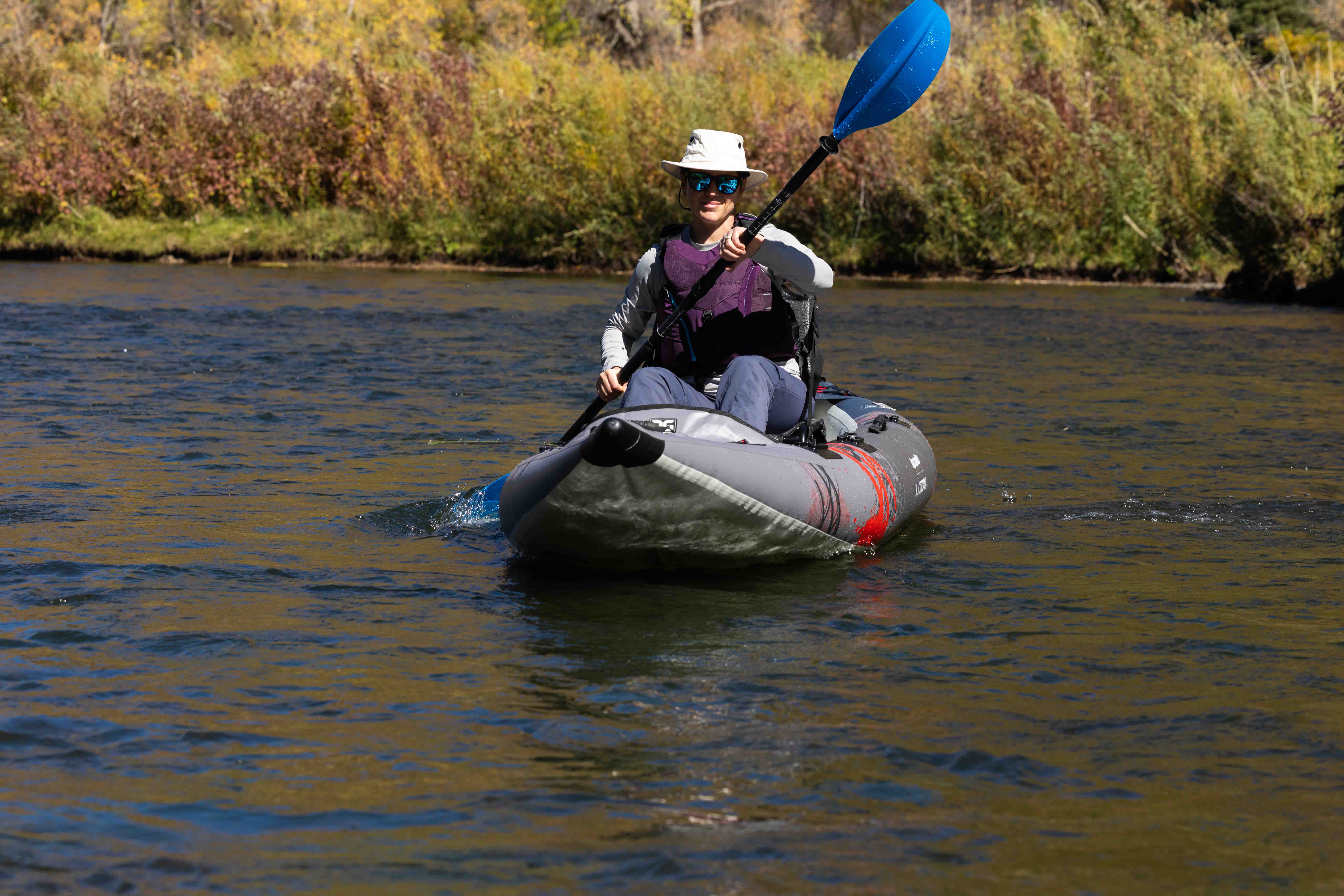 Aquaglide Blackfoot XF 130 Single Person Inflatable Fishing Kayak