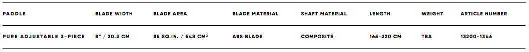 Fanatic Pure SUP Paddle Specifications
