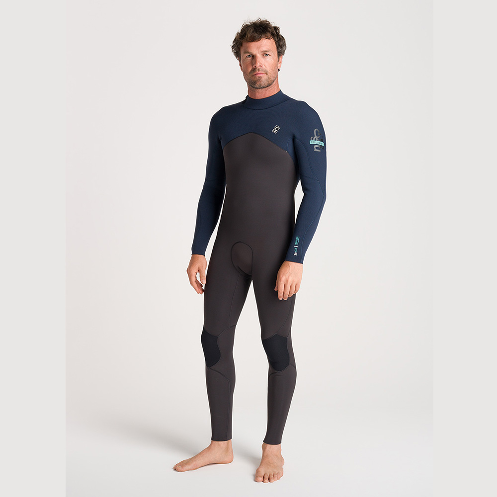 C-Skins NuWave Session 4/3mm Men's Back Zip Wetsuit Black/Bluestone/Petrol
