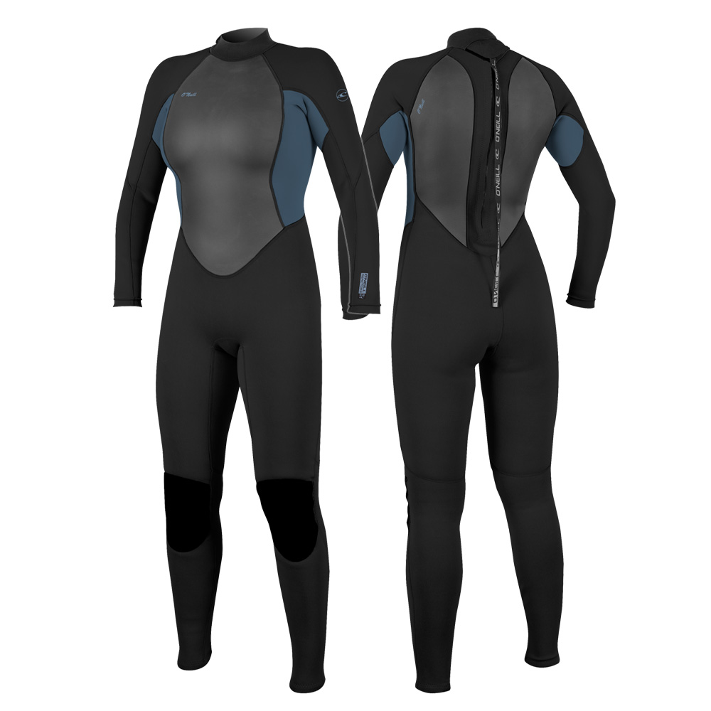 O'Neill Reactor 3/2 Women's Back Zip Full Wetsuit Black/CopenBlue