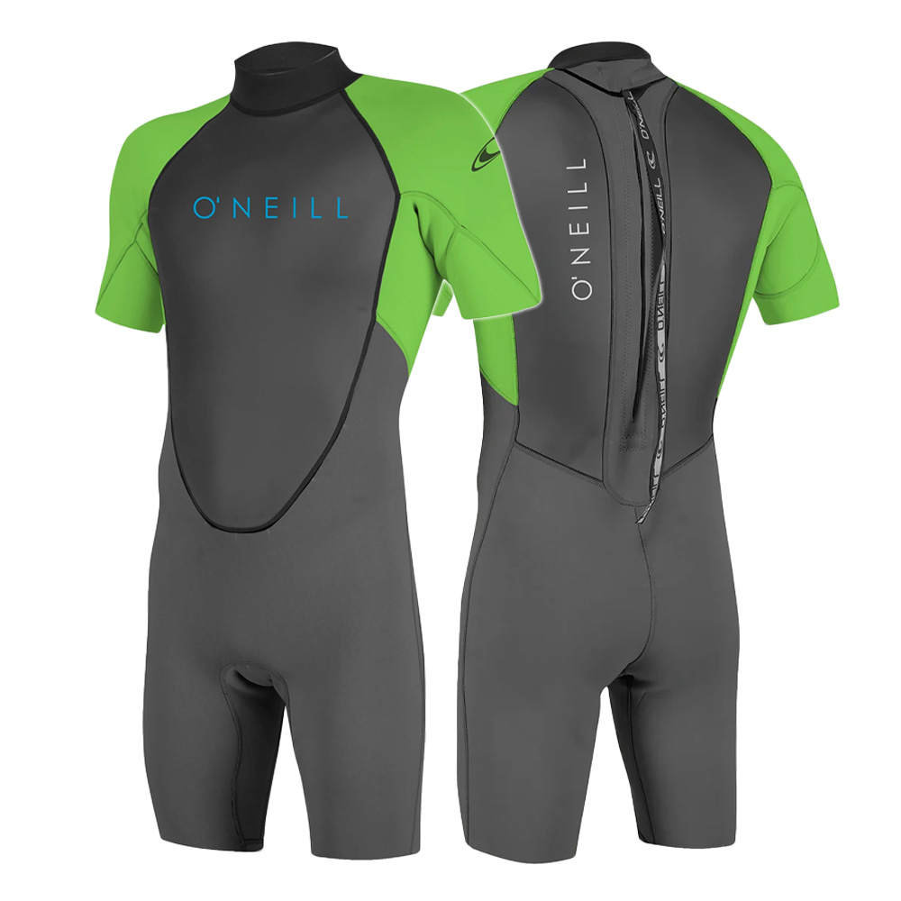 O'Neill Reactor 2 2mm Youth Back Zip Shorty Wetsuit Graph/Dayglo