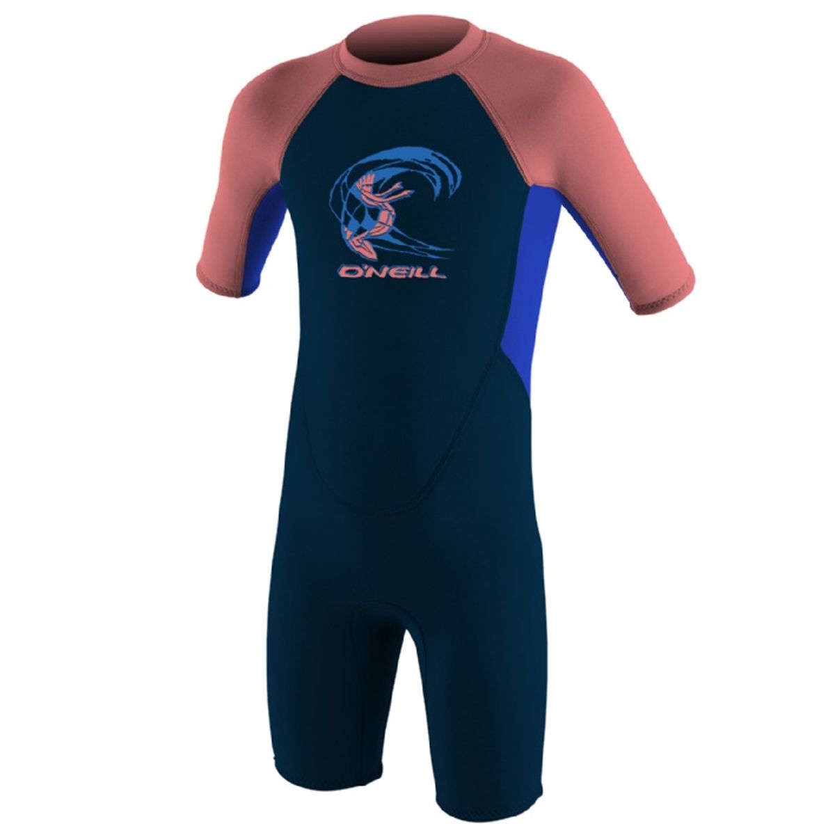 O'Neill Toddler Reactor 2 2mm Back Zip Shorty Wetsuit Slate/Tahitnblu/Coral