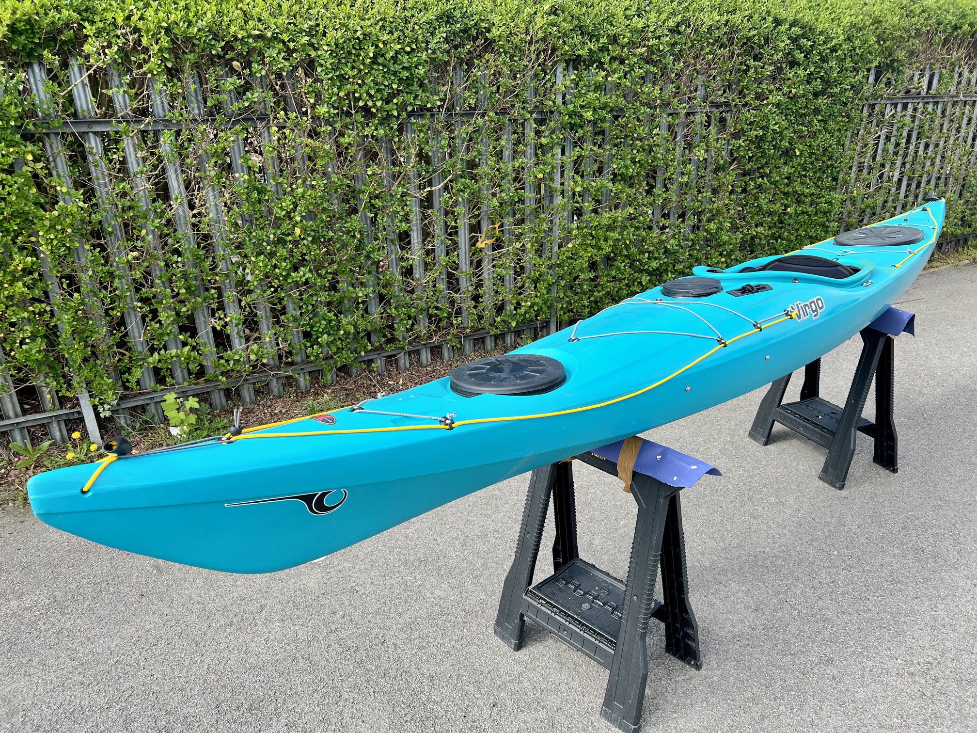 Repaired P&H Virgo CLX Skeg Touring Sea Kayak Medium Volume Tahoe Blue 