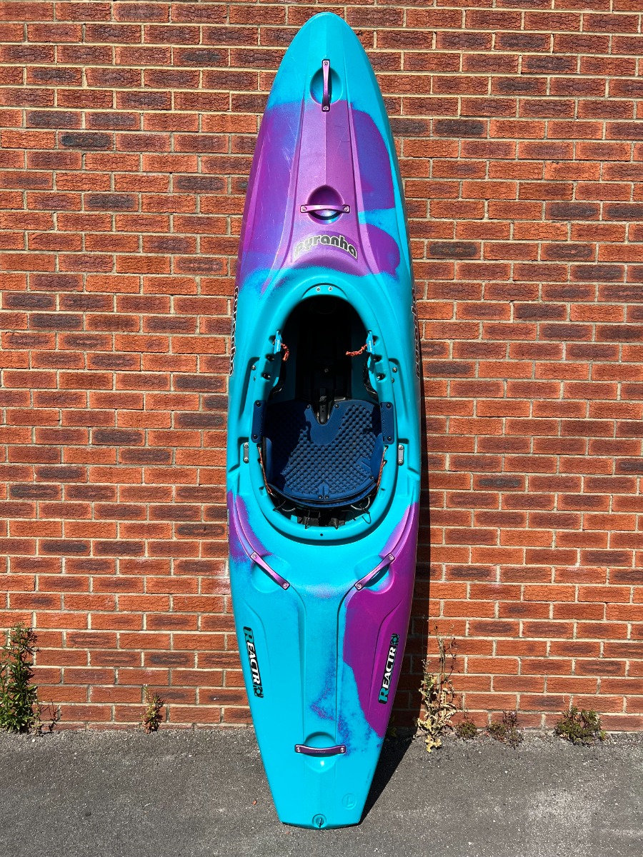 Preowned Pyranha ReactR Elite Kayak Large Orange/Blue/Blue Deck