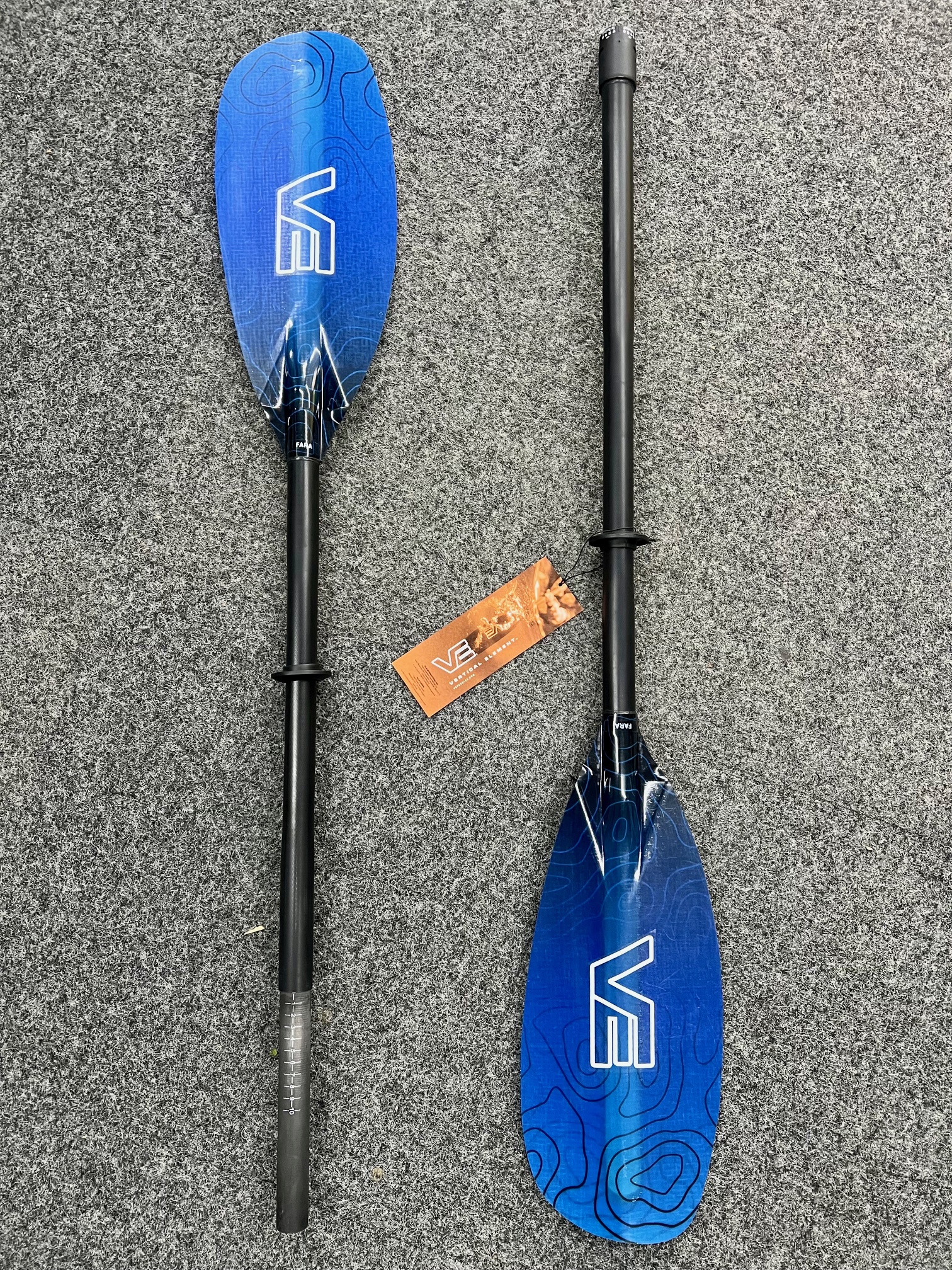VE Glass Fara Touring Kayak Paddle 210-220cm Storm Blue 2 Piece | Factory Blemish